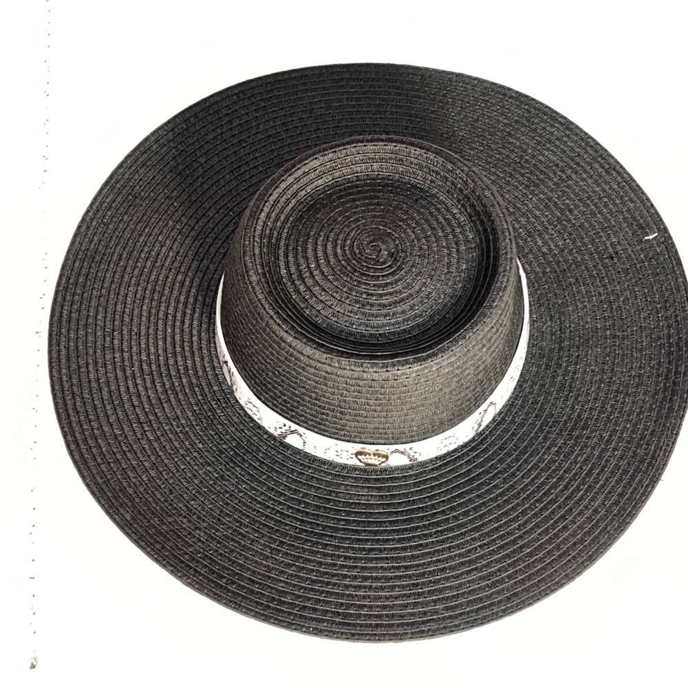 Juicy Couture Black Wide Brim Hat with Snake Skin Print Band NWT